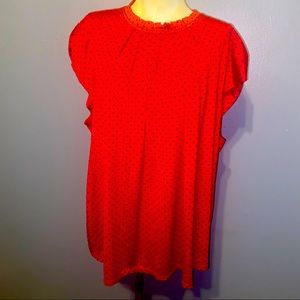 Elle Red 2X Top with tulip sleeves